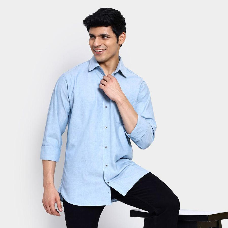 Men's 100% Cotton Casual Shirt , Light Blue, large image number null